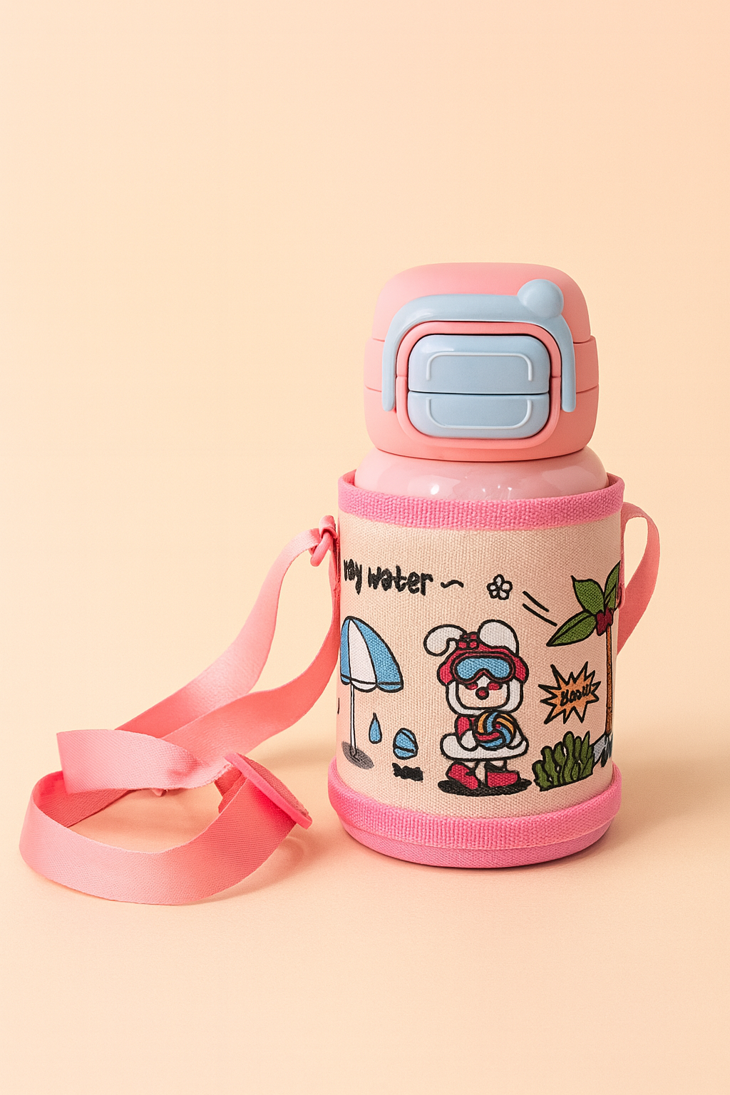 Little Explorer CampSip Insulated Kids Water Bottle with Carry Strap – Leak-Proof Flip Lid, Protective Fabric Sleeve | BPA-Free Travel Bottle for School & Outdoors