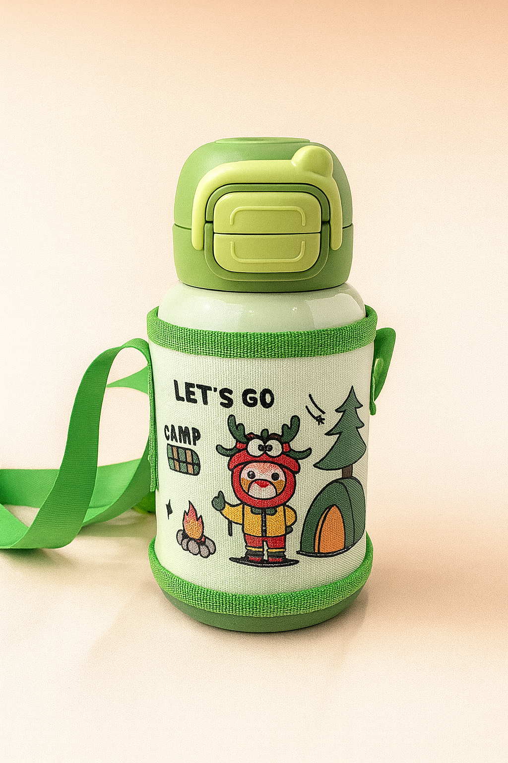 Little Explorer CampSip Insulated Kids Water Bottle with Carry Strap – Leak-Proof Flip Lid, Protective Fabric Sleeve | BPA-Free Travel Bottle for School & Outdoors