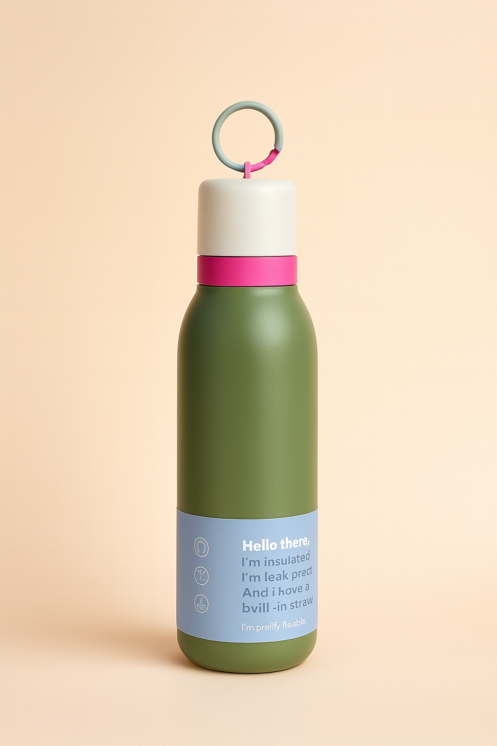 InsuSip™ Leak-Proof Insulated Water Bottle with Built-in Straw & Ring Handle