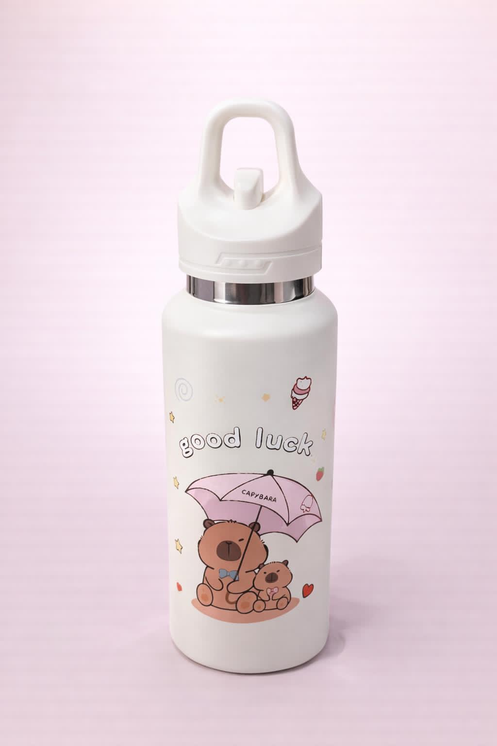 CapySip™ Cute Capybara Insulated Water Bottle – Leak-Proof Stainless Steel Flask with Carry Handle | Hot & Cold Thermal Bottle for Kids, School & Travel