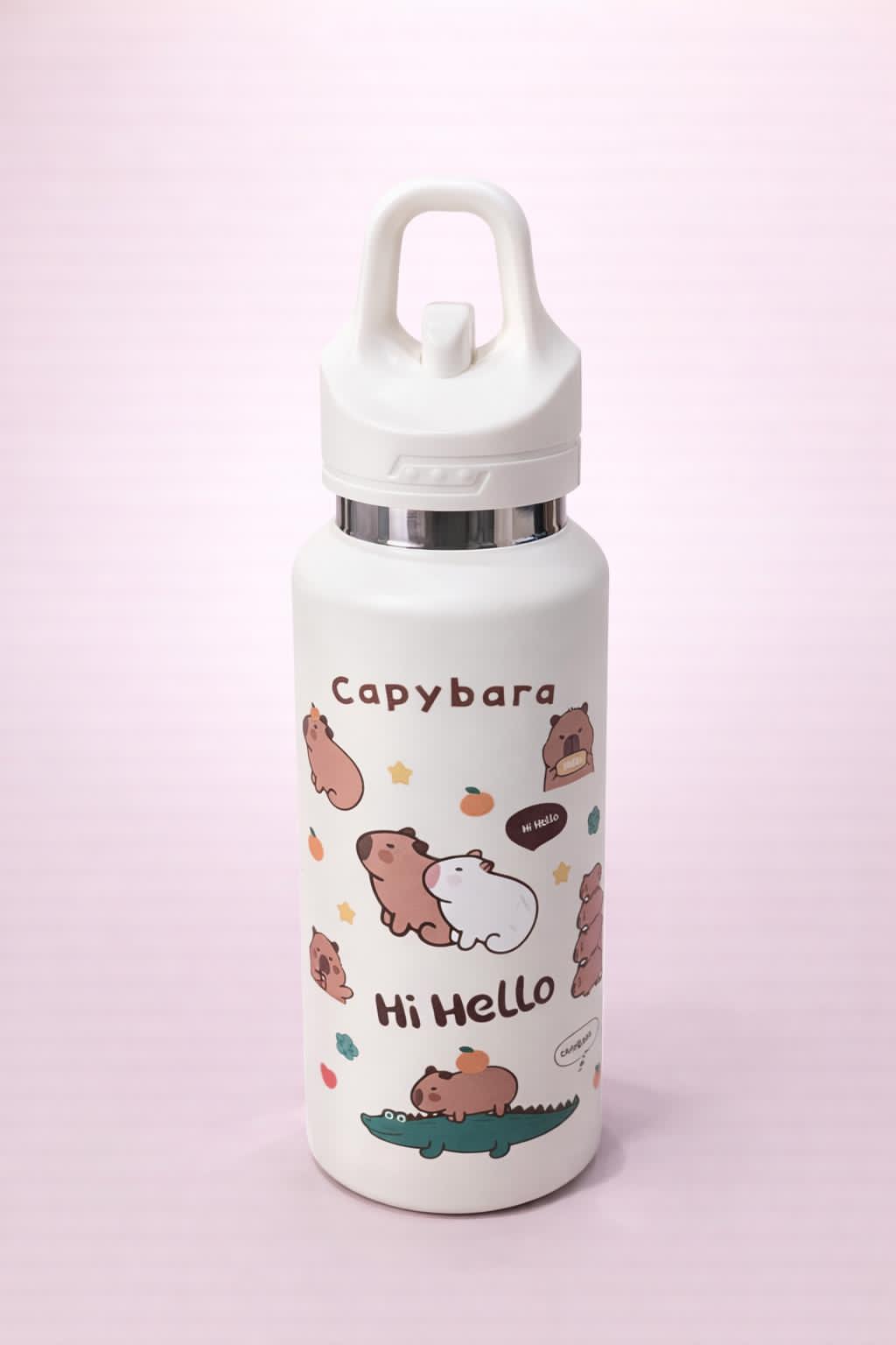 CapySip™ Cute Capybara Insulated Water Bottle – Leak-Proof Stainless Steel Flask with Carry Handle | Hot & Cold Thermal Bottle for Kids, School & Travel