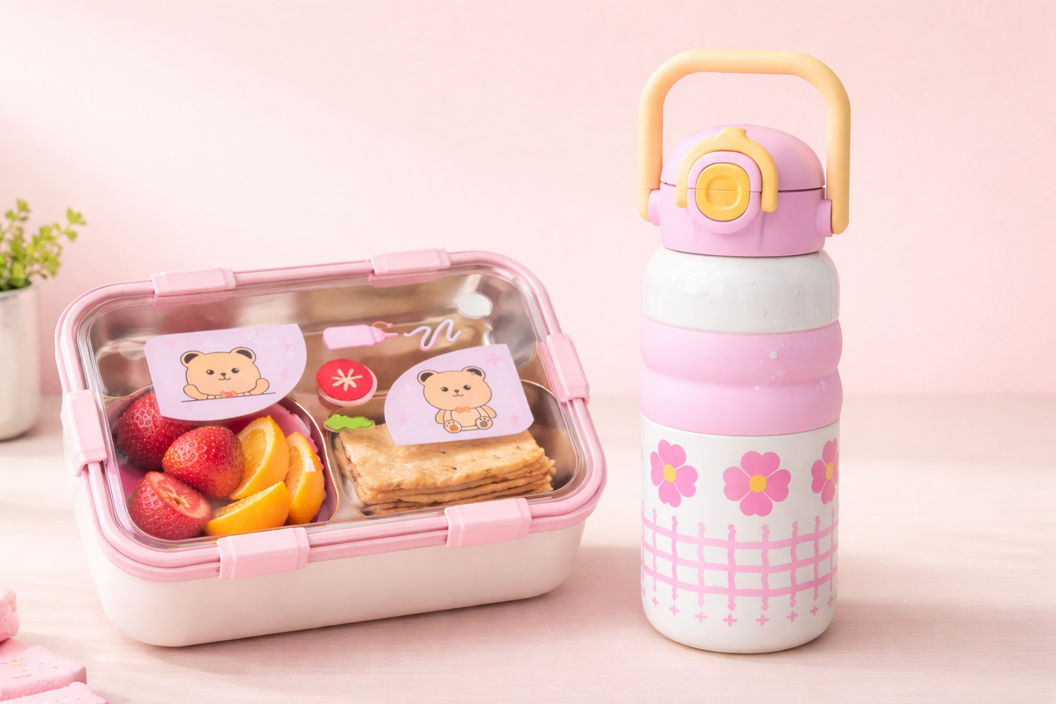 Kids bear Combo Set for girls  | School Tiffin Set for Boys & Girls | BPA-Free, Durable & Travel Friendly