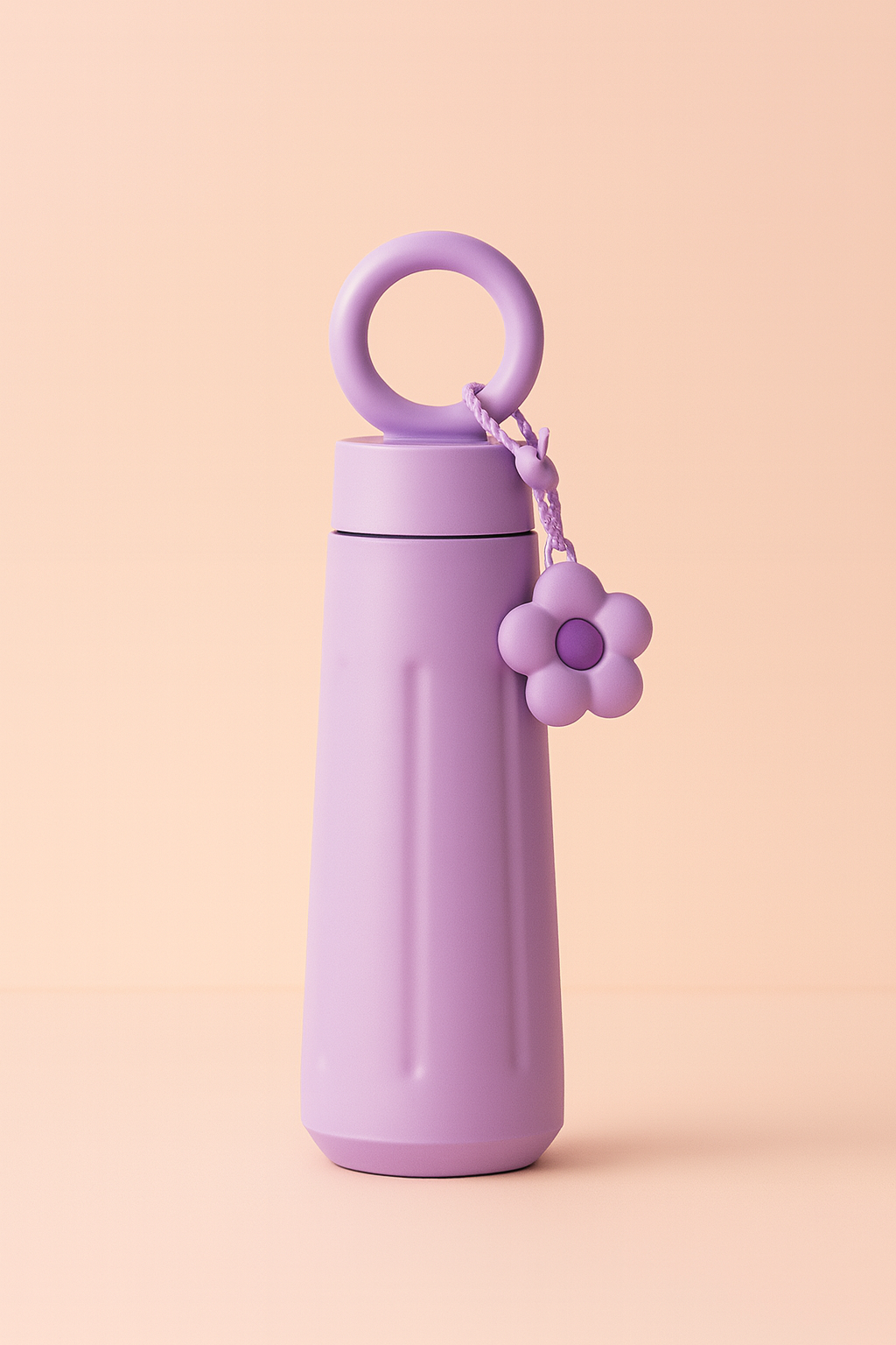 BloomLoop™ Insulated Water Bottle – 450 ml Sleek Stainless Steel Bottle with Ring Handle & Cute Charm | Leak-Proof, BPA-Free