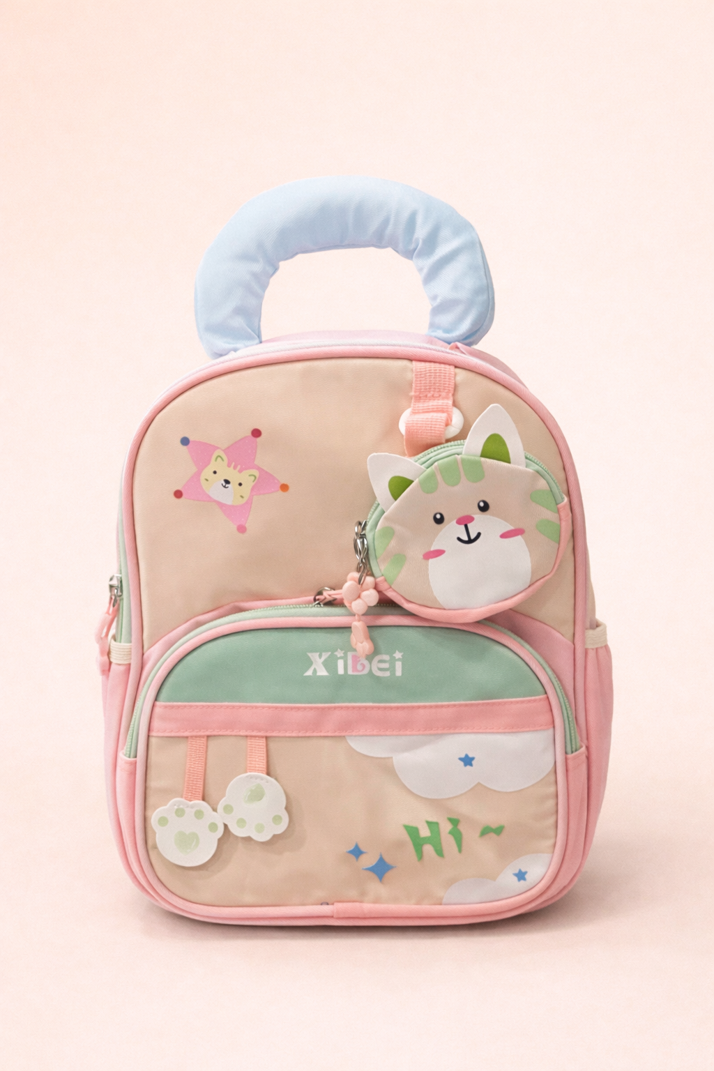 Cute Animal Charm Kids Backpack – Lightweight Mini School Bag for Toddlers | Soft Padding, Front Zip Pocket & Adjustable Straps | Perfect for Playgroup & Day Trips
