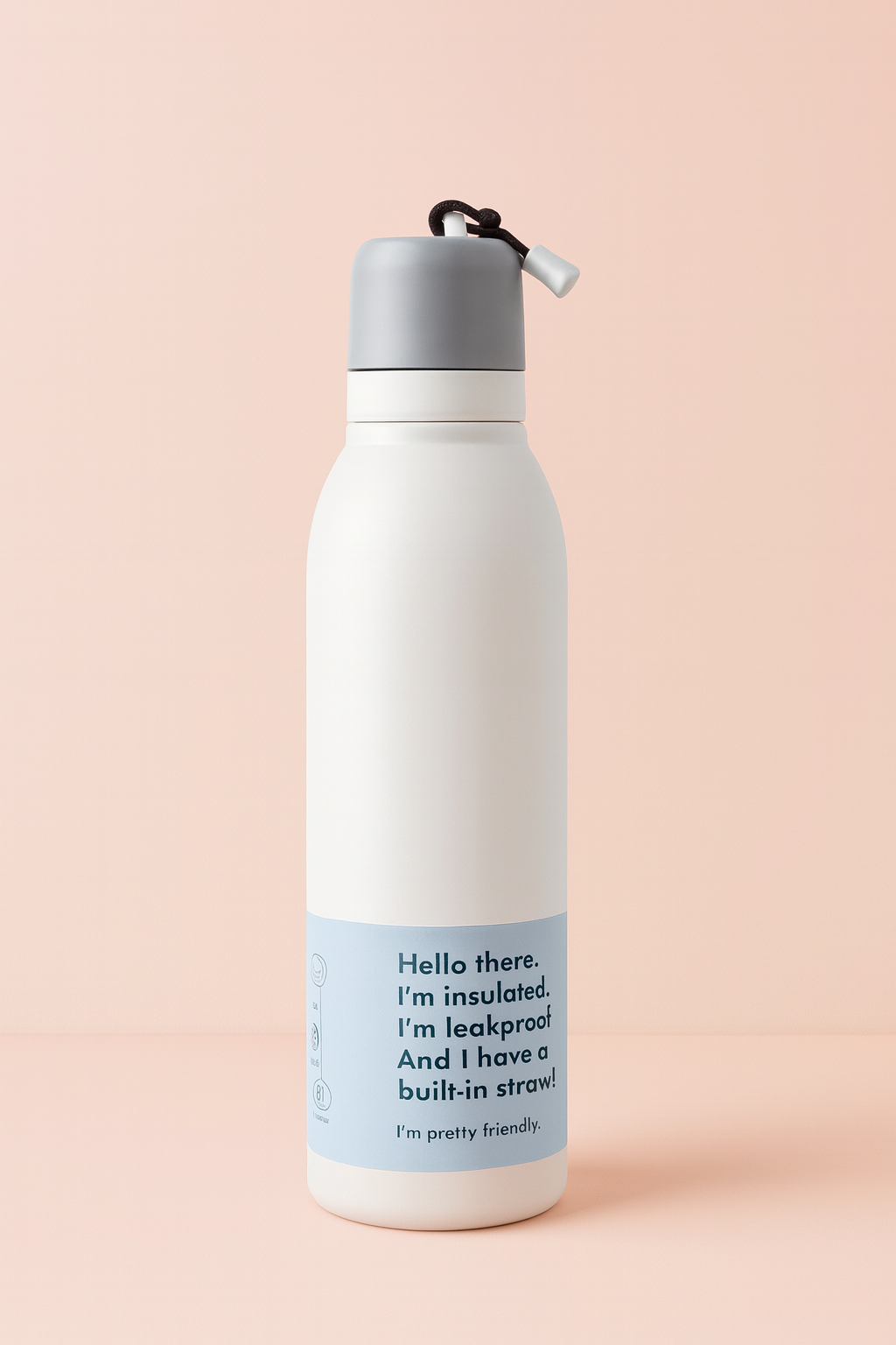 InsuSip™ Leak-Proof Insulated Water Bottle with Built-in Straw & Ring Handle