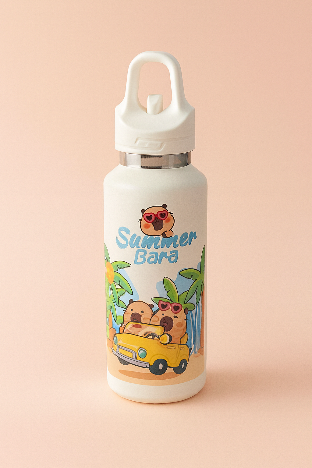 CapySip™ Cute Capybara Insulated Water Bottle – Leak-Proof Stainless Steel Flask with Carry Handle | Hot & Cold Thermal Bottle for Kids, School & Travel